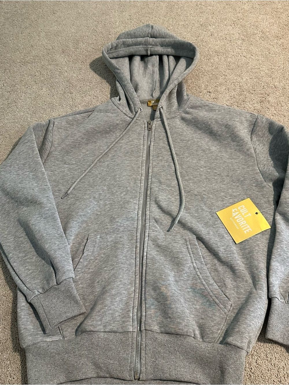 Cult Favorite Activewear Classic Full Zip Hoodie Sweatshirt in Gray, size XS NWT